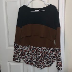 Brown and black nursing top